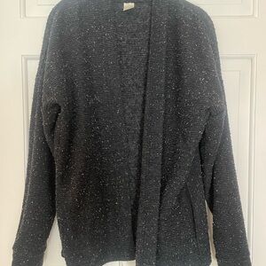 North of West Black Open-Front Cardigan with Speckled Texture